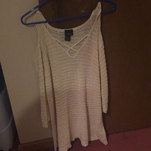 White sweat (see through) open shoulder white.